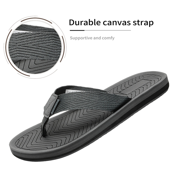 Men's Slip-On Canvas Flip Flops - DARK GREY - 2